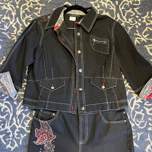 City Girl Nancy Bolen 2 pc Lightweight Embellished Silk trim Pant Set, Size 10 - Picture 2 of 16